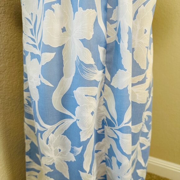 Hilo Hattie Muu Muu Dress Womens L Short Sleeve Blue White Floral Midi Hawaii - Picture 6 of 13